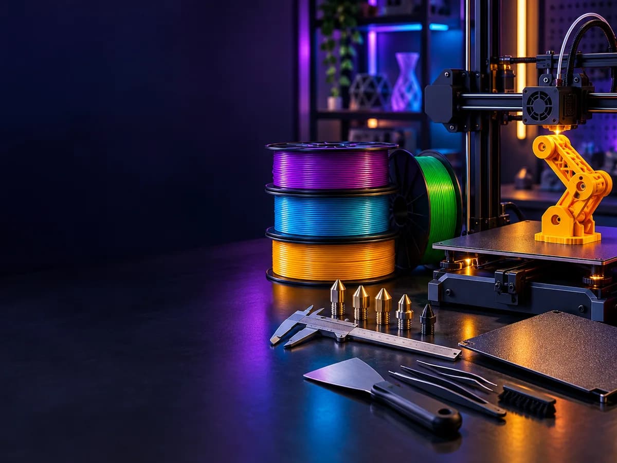 3D printer, filament spools and precision tools