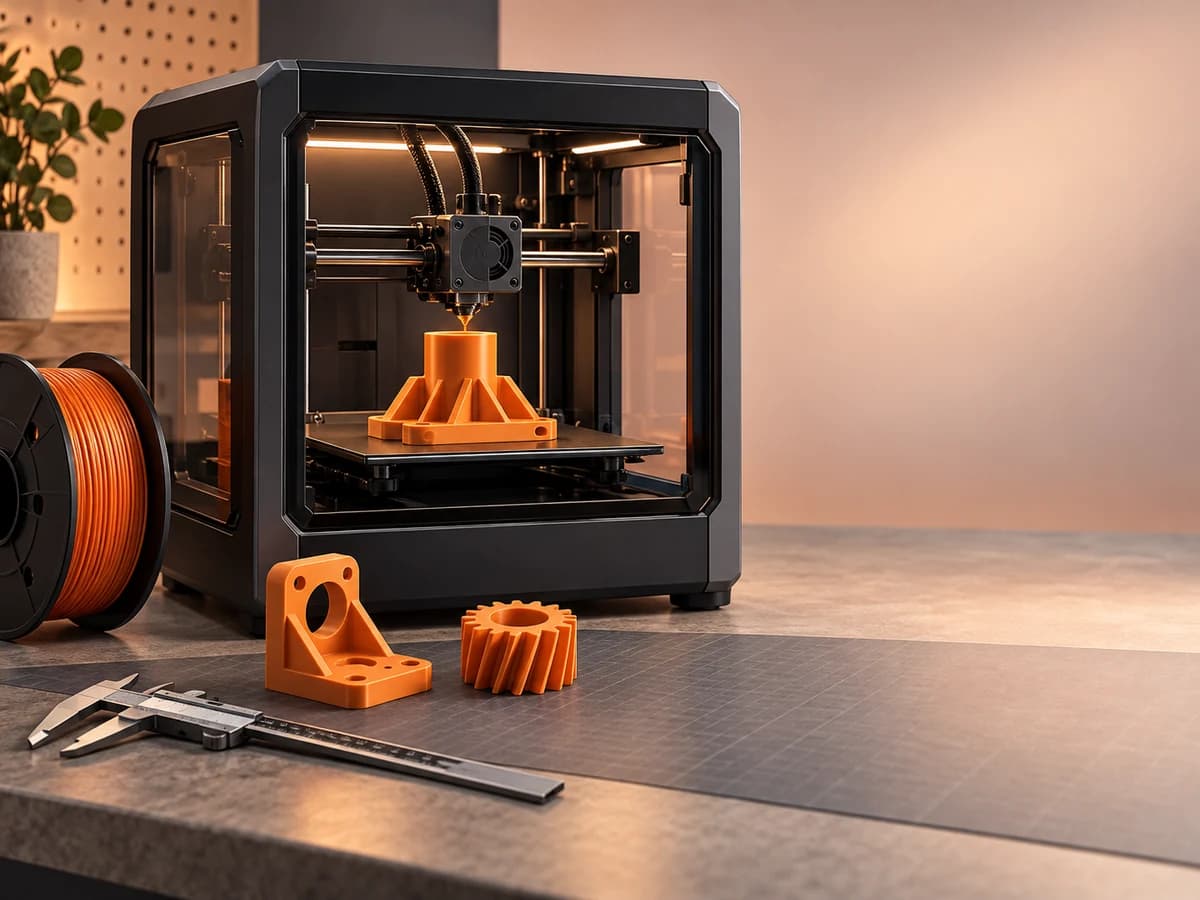 Desktop 3D printer producing a mechanical component