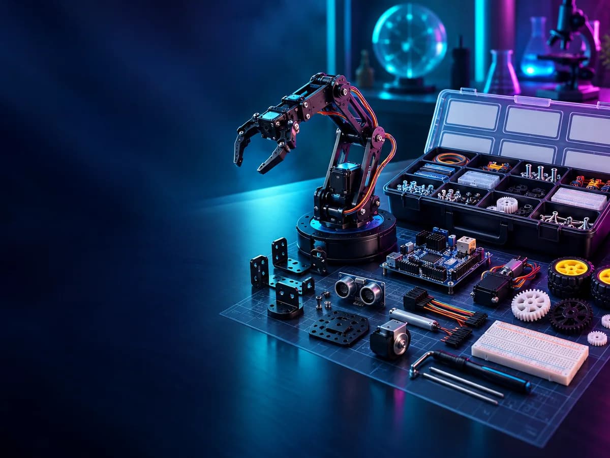 Robotic arm STEM kit with controller and sensors