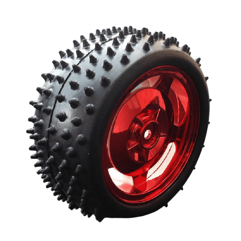 85mm Large Robot Smart Car Wheel – 38mm Wide Red/Pink Rim