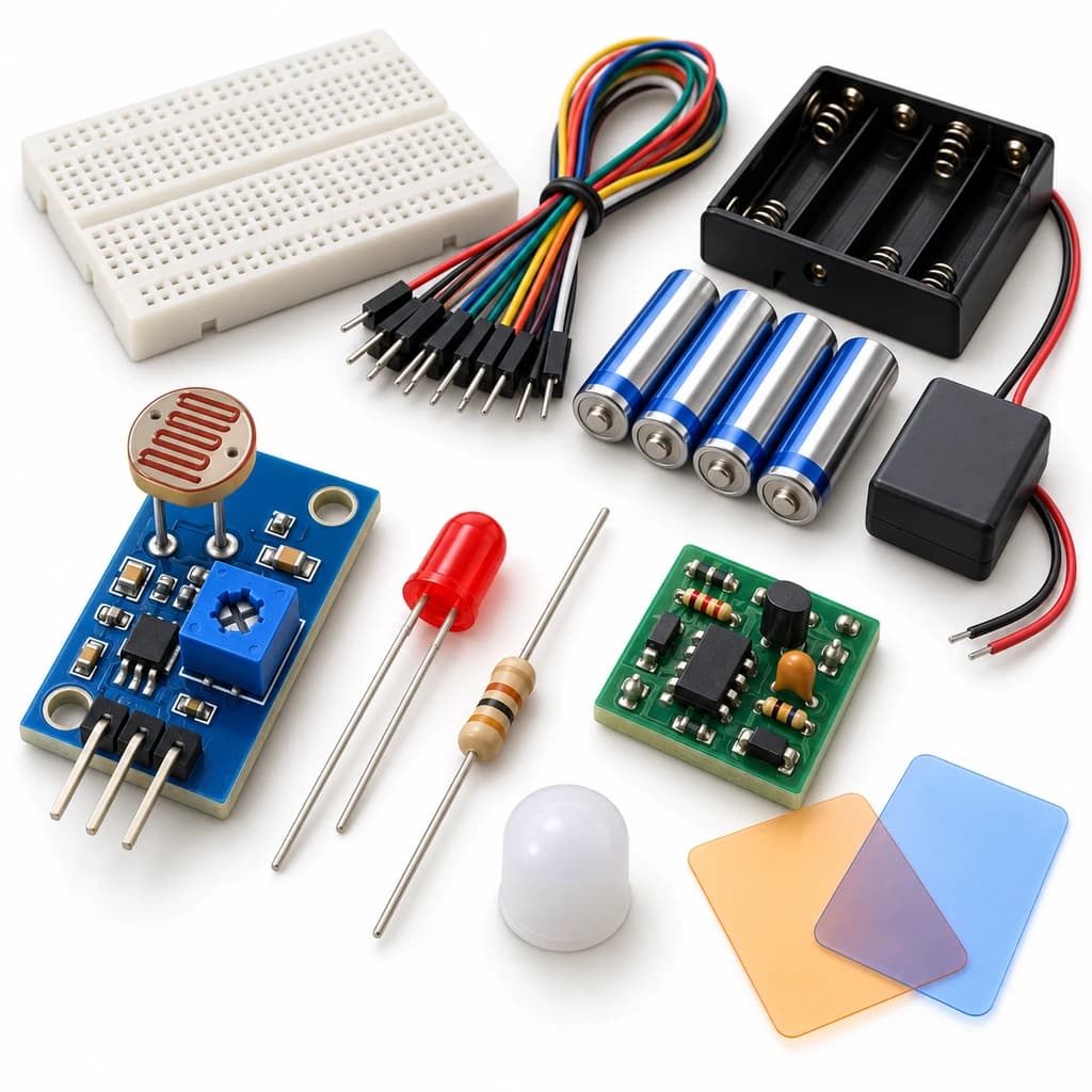 Automatic Night Light Kit — illustration of the electronic components