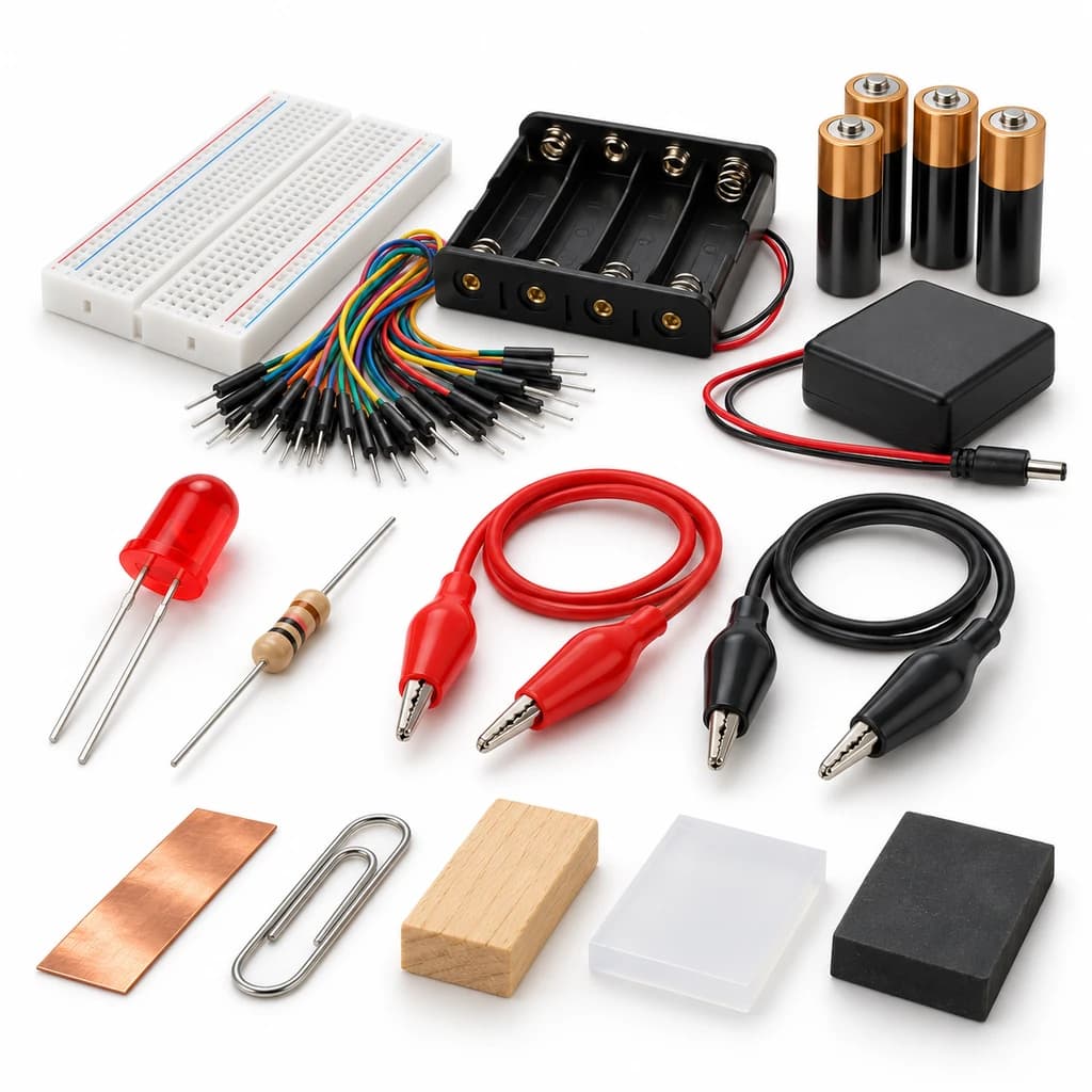 Electric Detective Kit — illustration of the electronic components