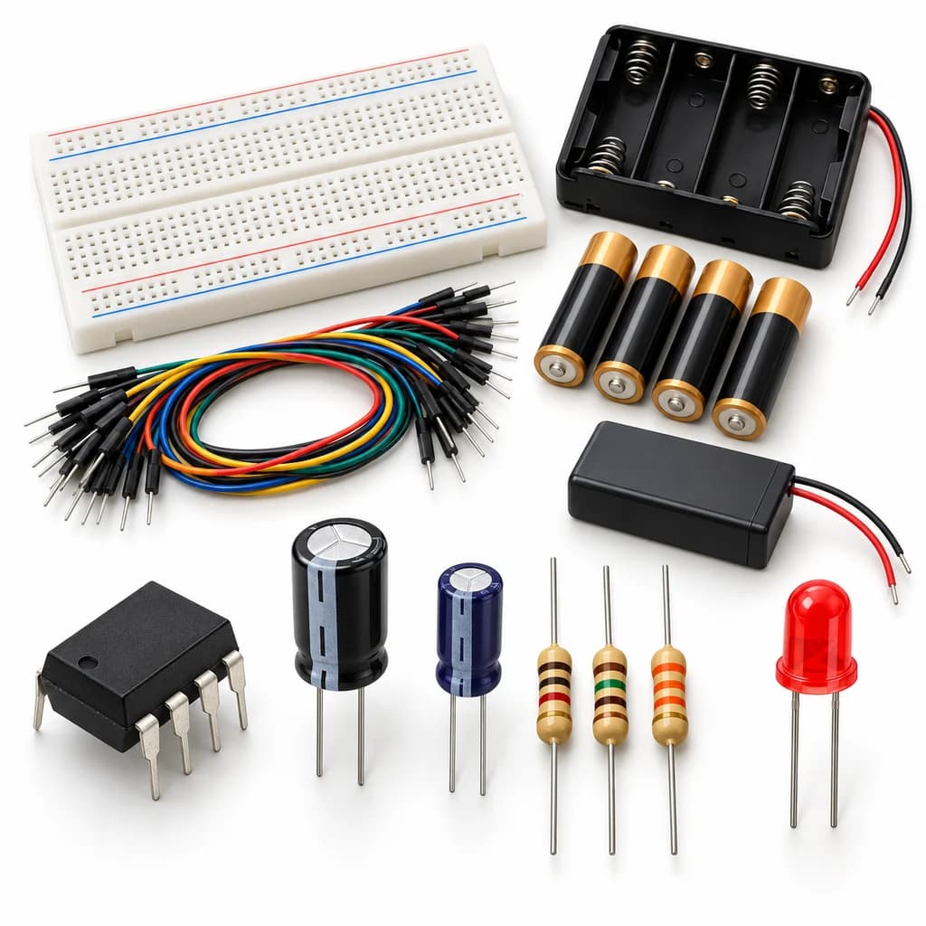 Blink Beat Kit — illustration of included electronic components