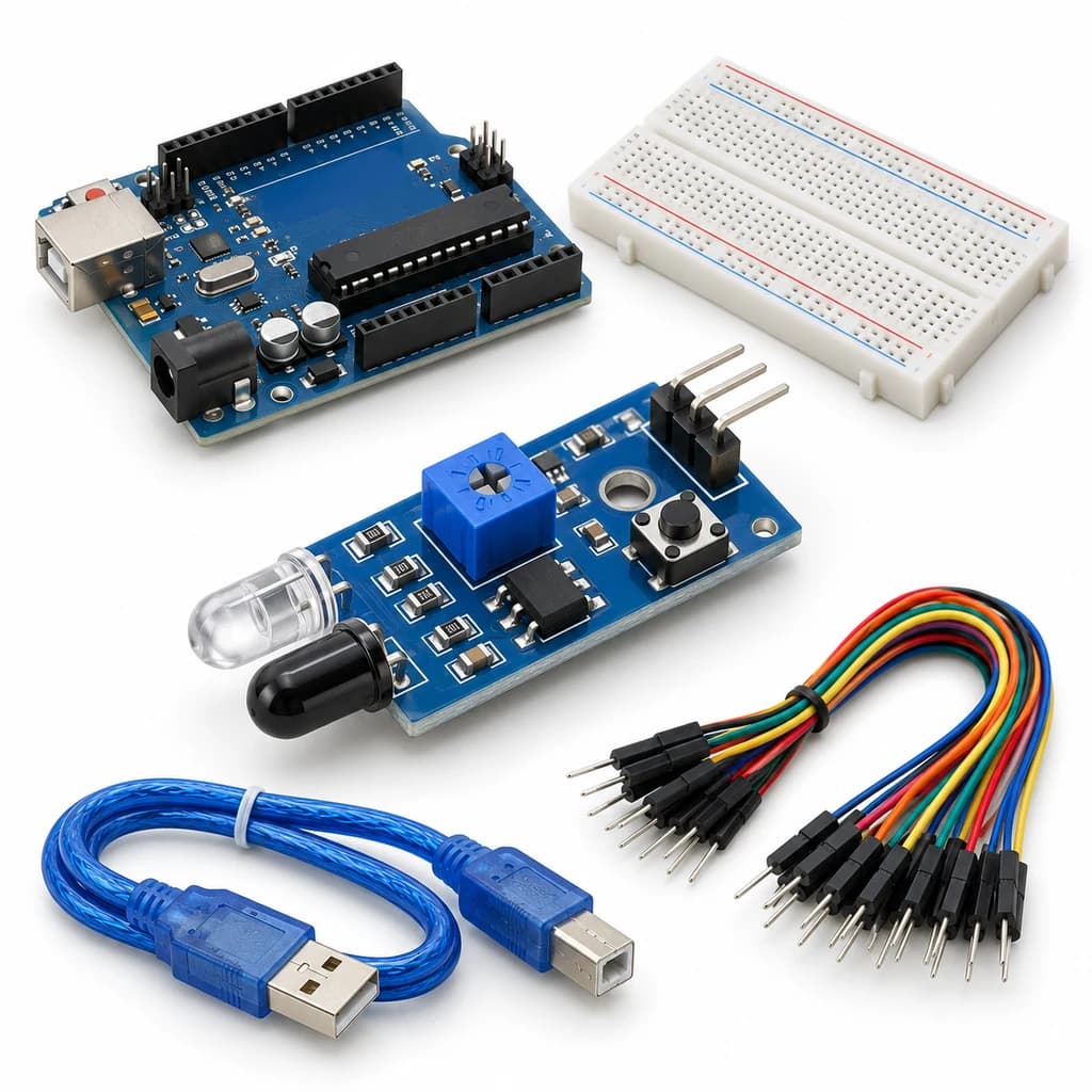 IR Visitor Counter Kit — illustration of included electronic components