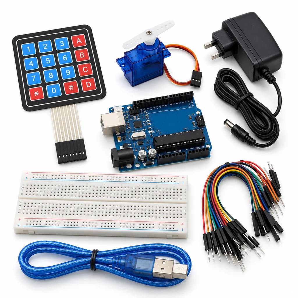Keypad PIN Lock Kit — illustration of included electronic components