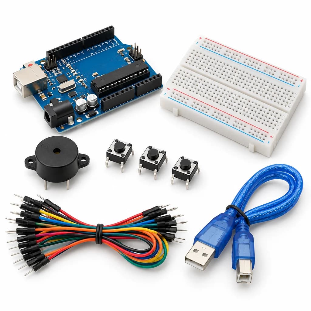 Melody Maker Kit — illustration of included electronic components