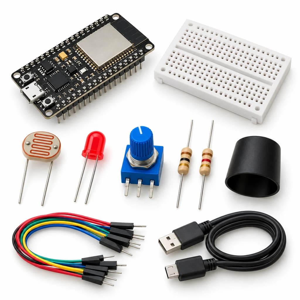 PID Light Control Lab Kit — illustration of included electronic components
