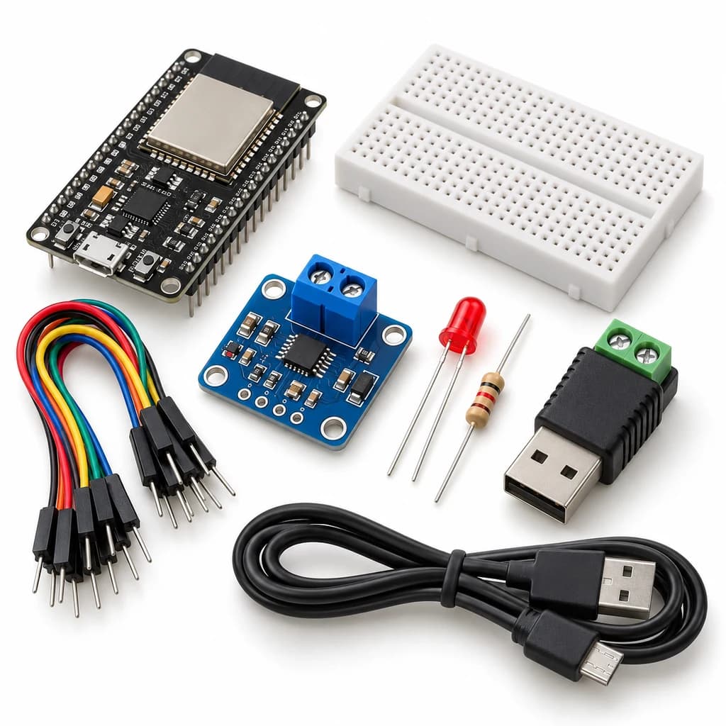 Power and Energy Monitor Kit — illustration of included electronic components