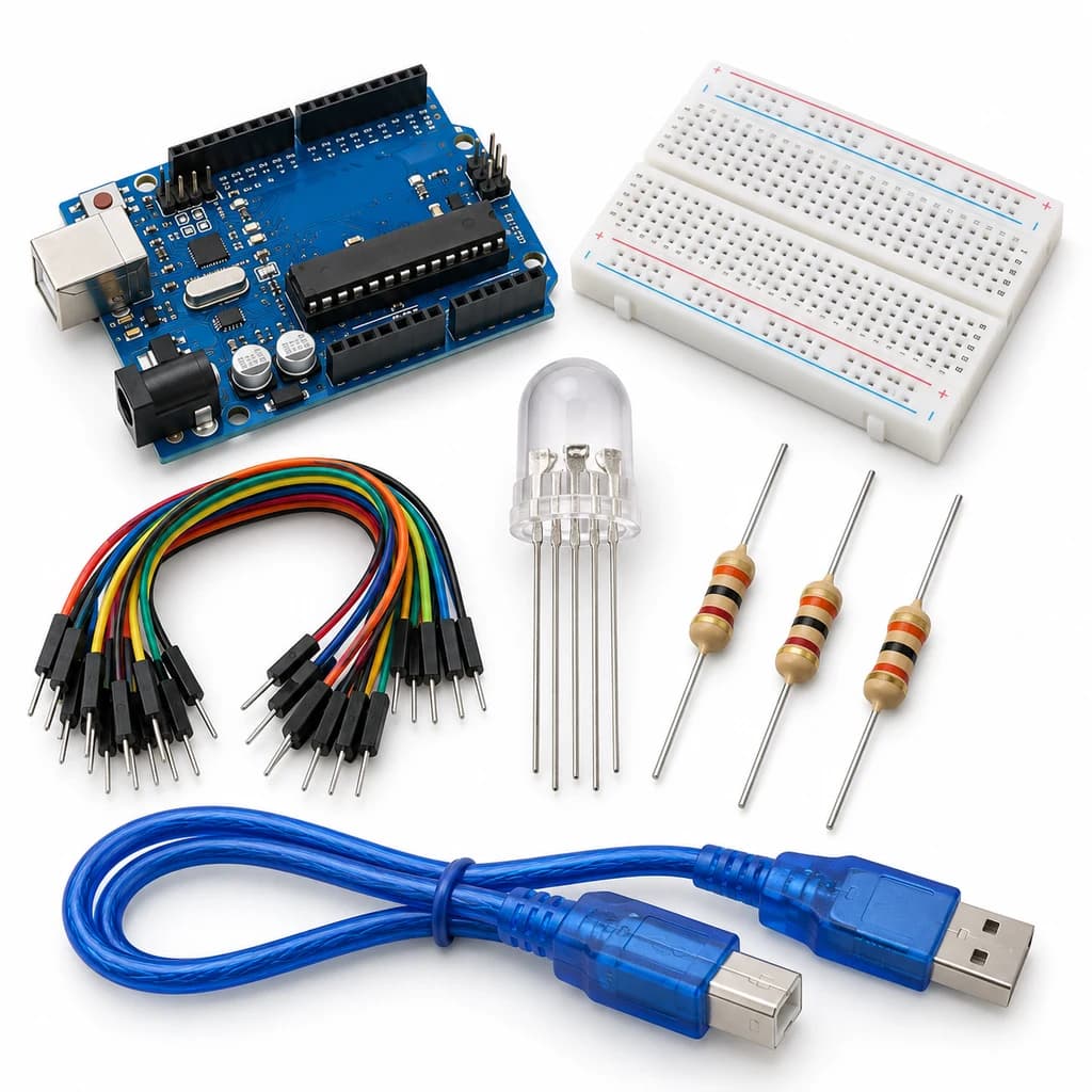 Rainbow PWM Mixer Kit — illustration of included electronic components