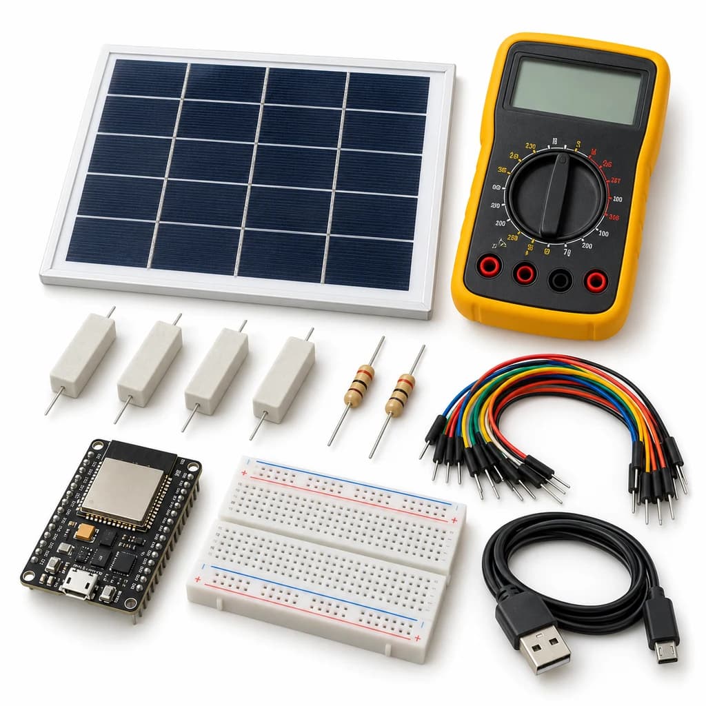 Solar I-V Explorer Kit — illustration of included electronic components