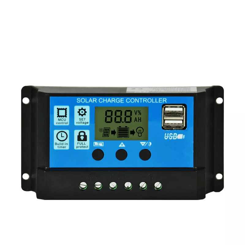 10A Intelligent Solar Charge Controller With Timer and USB Mobile Charger Socket
