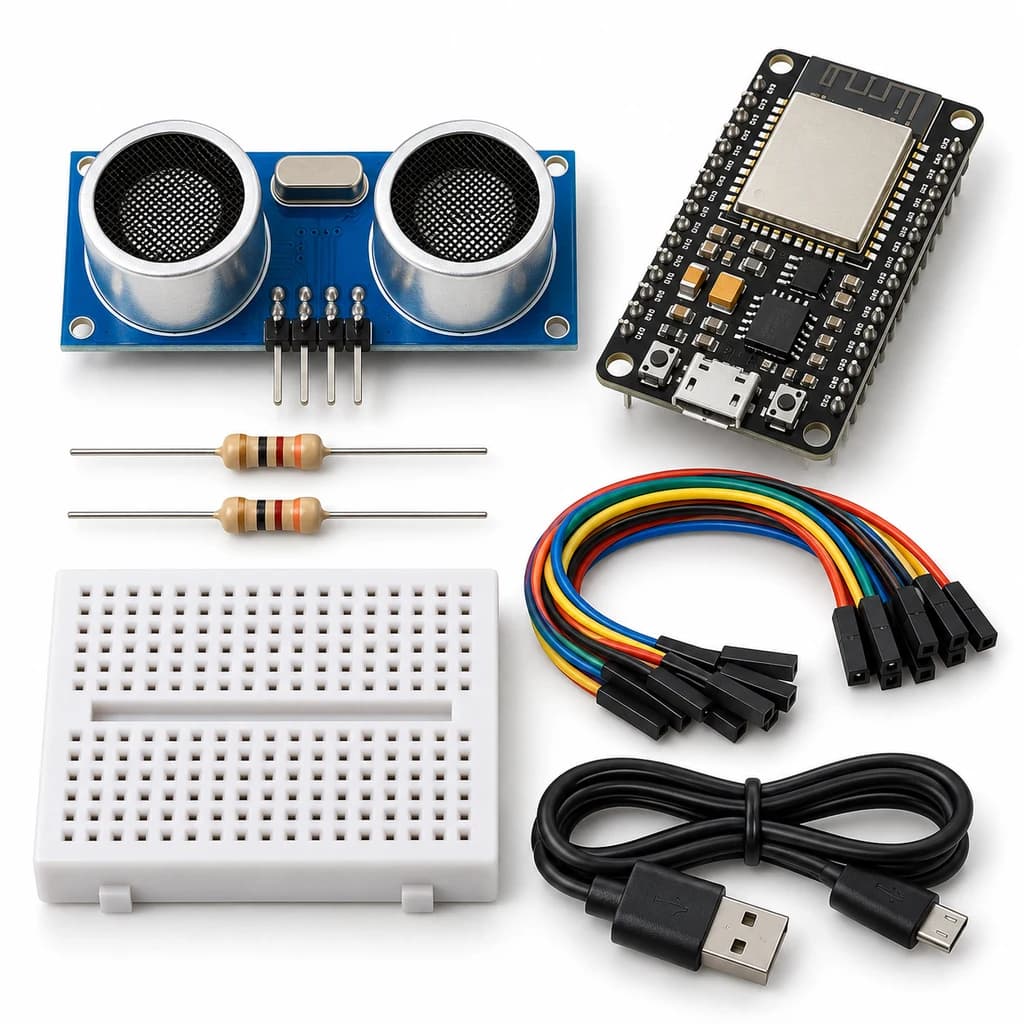 IoT Tank Level Monitor Kit — illustration of included electronic components
