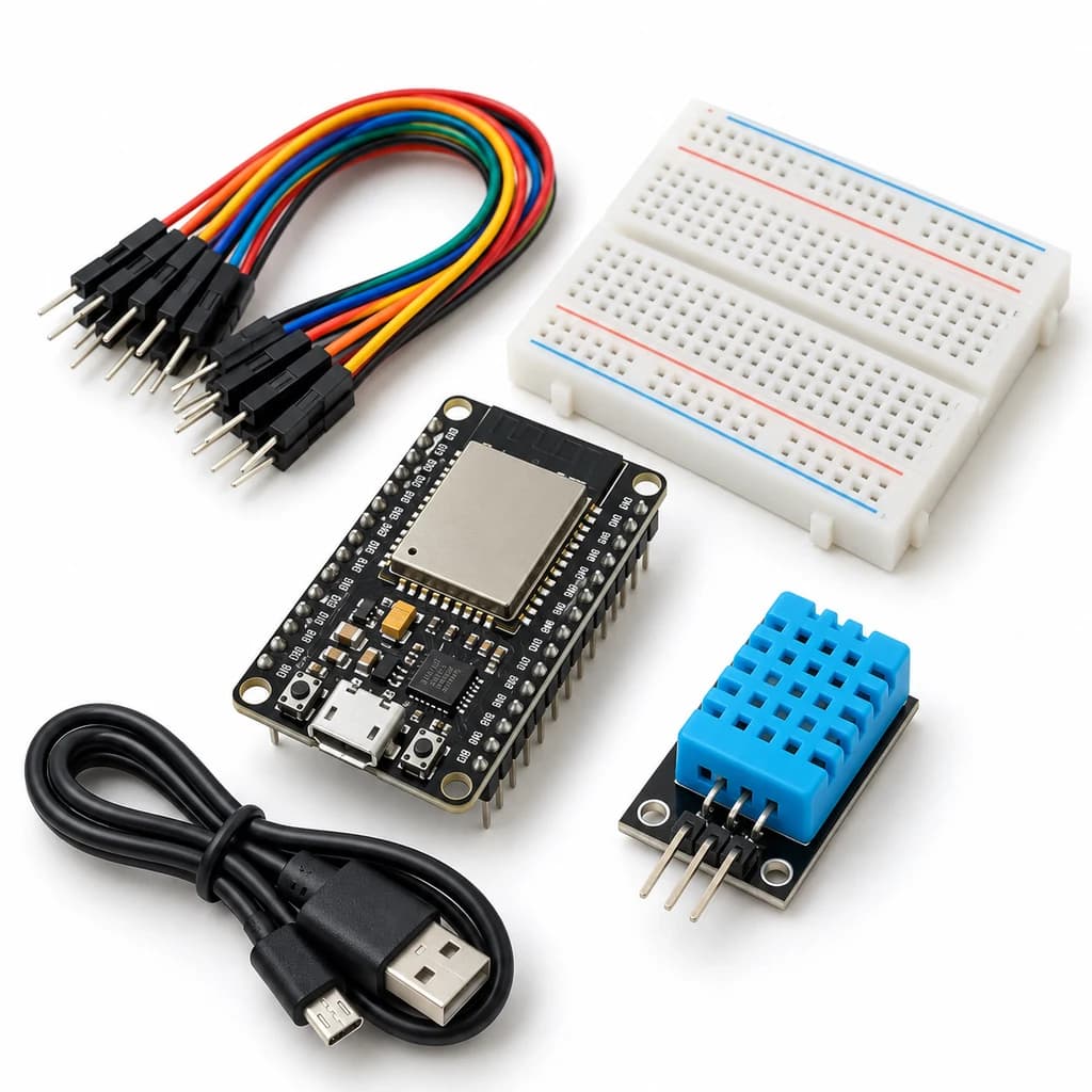 Local Wi-Fi Sensor Dashboard Kit — illustration of included electronic components